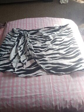 Primark Zebra Print Scarf with Pink and White Stripes